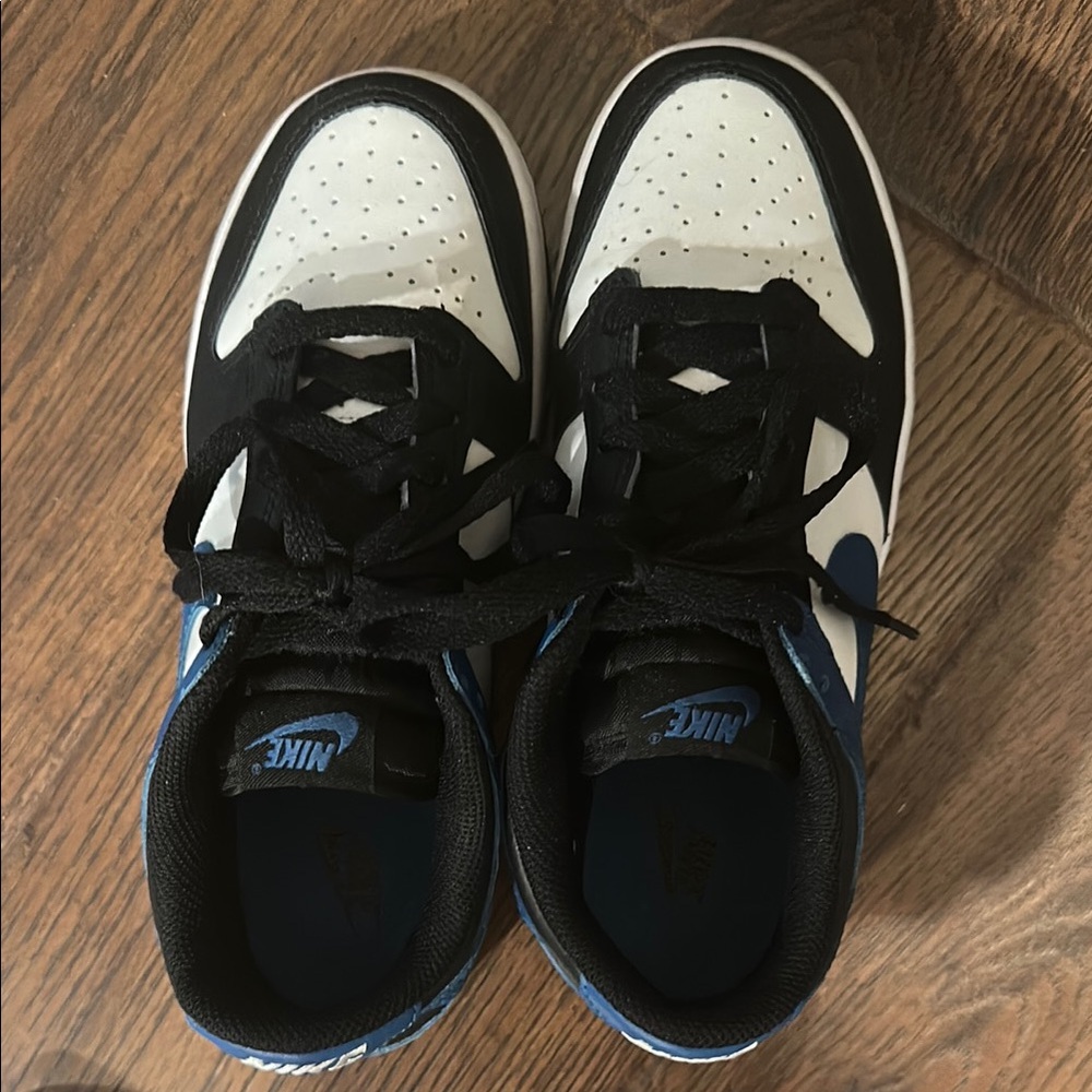 Nike Dunks - White, Black and Blue Sneakers